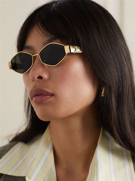 celine triomphe sunglasses gold frame|CELINE Eyewear .